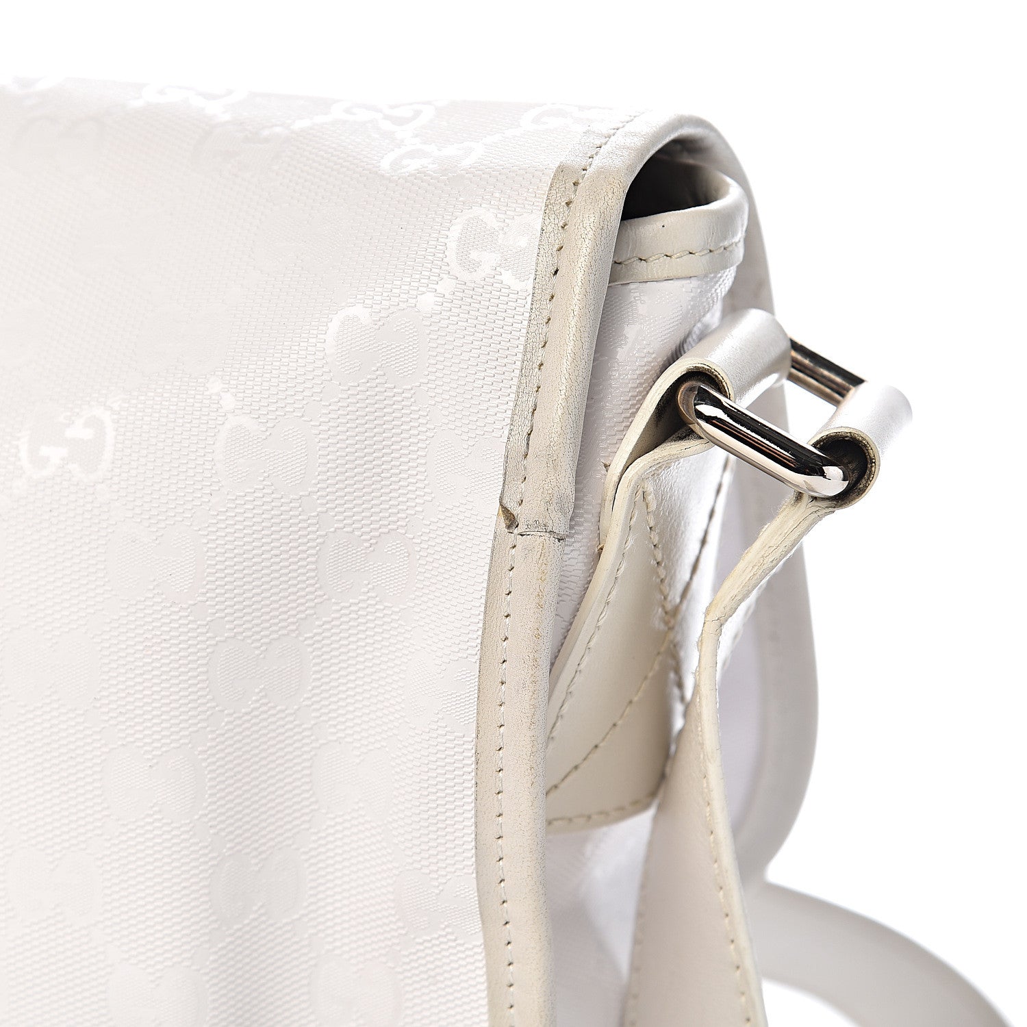 Gucci Imprime Monogram Medium Double Buckle Flap Messenger Bag White 14 of 16