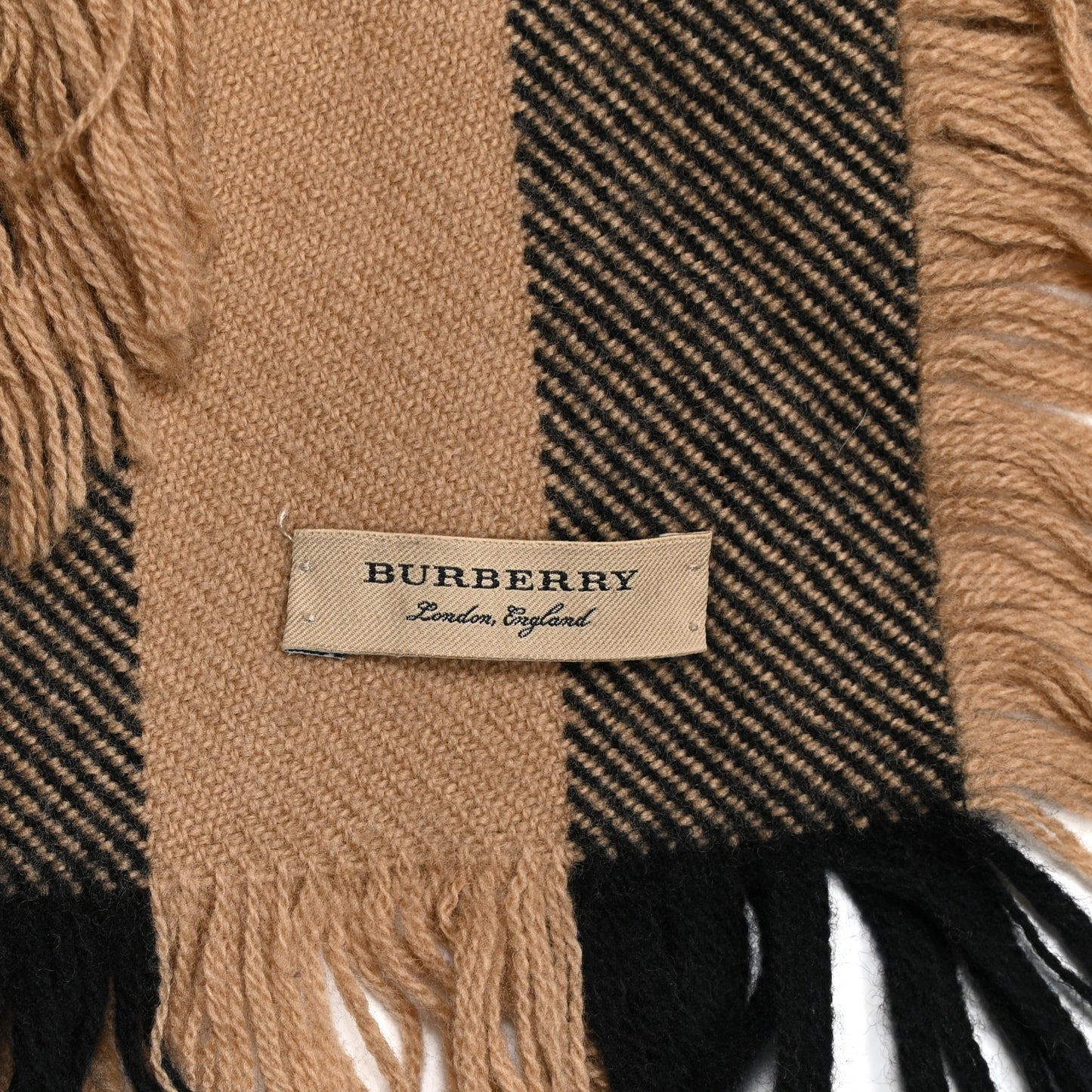 Wool Check Happy Fringe Scarf Beige