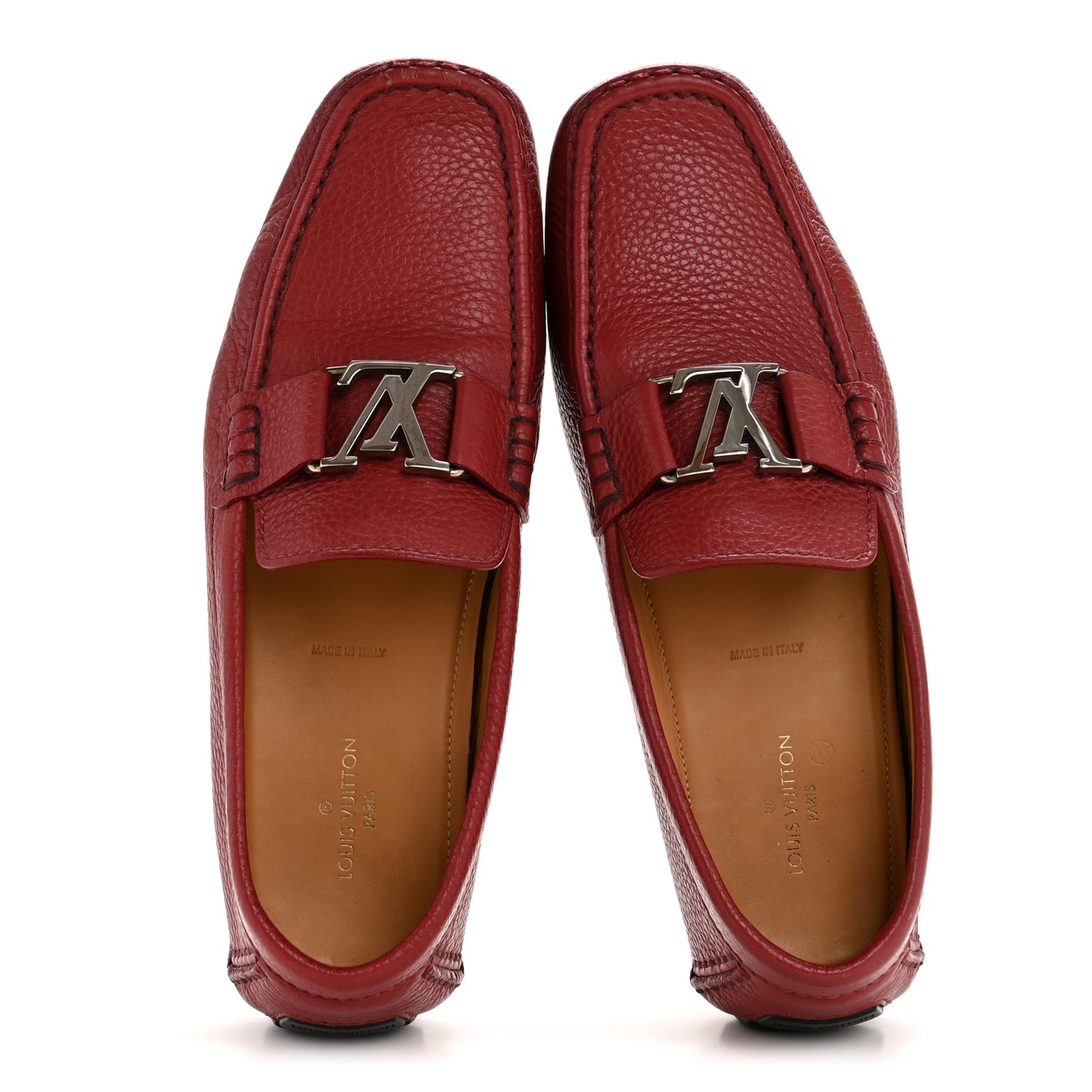 Calfskin Mens Monte Carlo Car Shoe Moccasin Loafers 9 Red