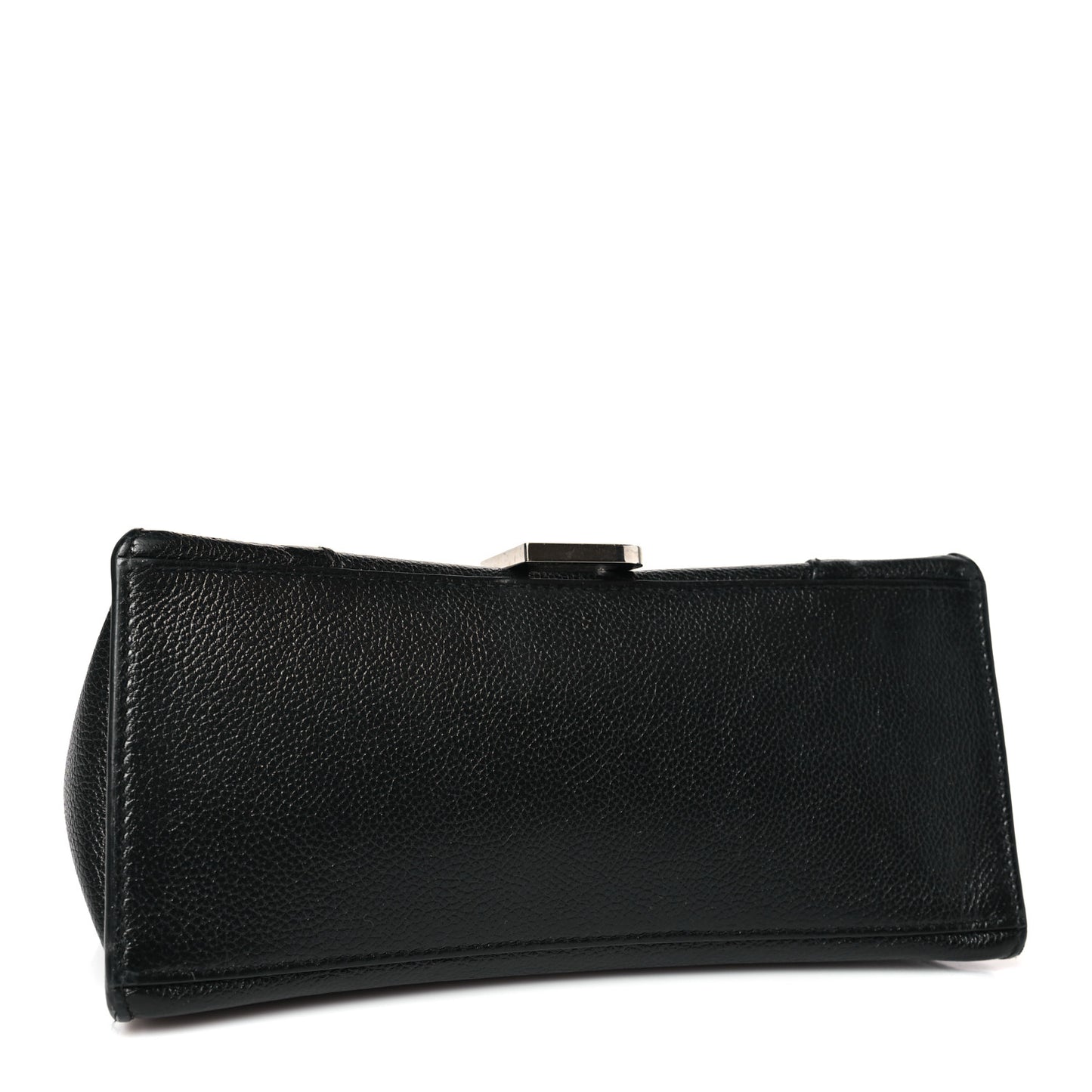 Grained Calfskin Small Hourglass Top Handle Bag Black