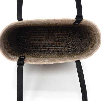 Loewe Textile Calfskin Small Square Basket Tote Bag Tan Black 5 of 11