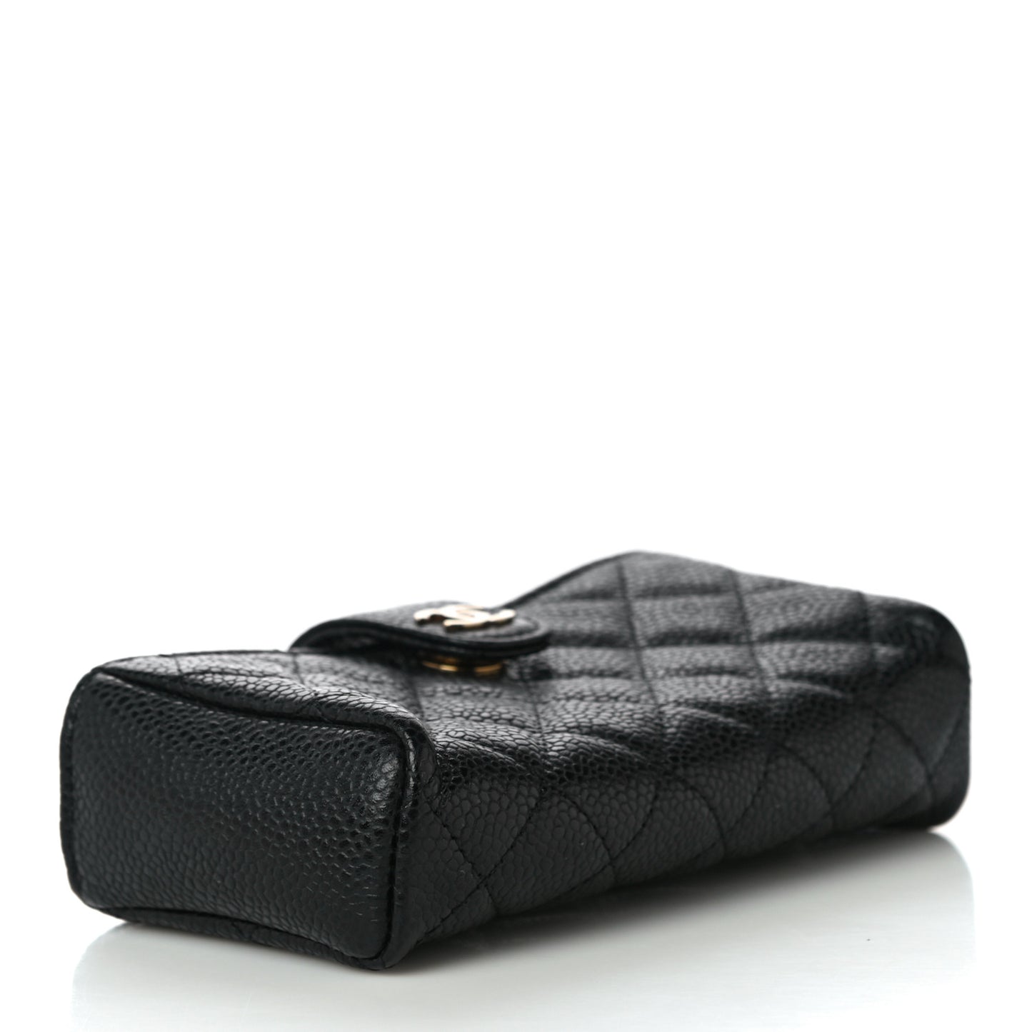 Caviar Quilted Mini Phone Holder Clutch Black