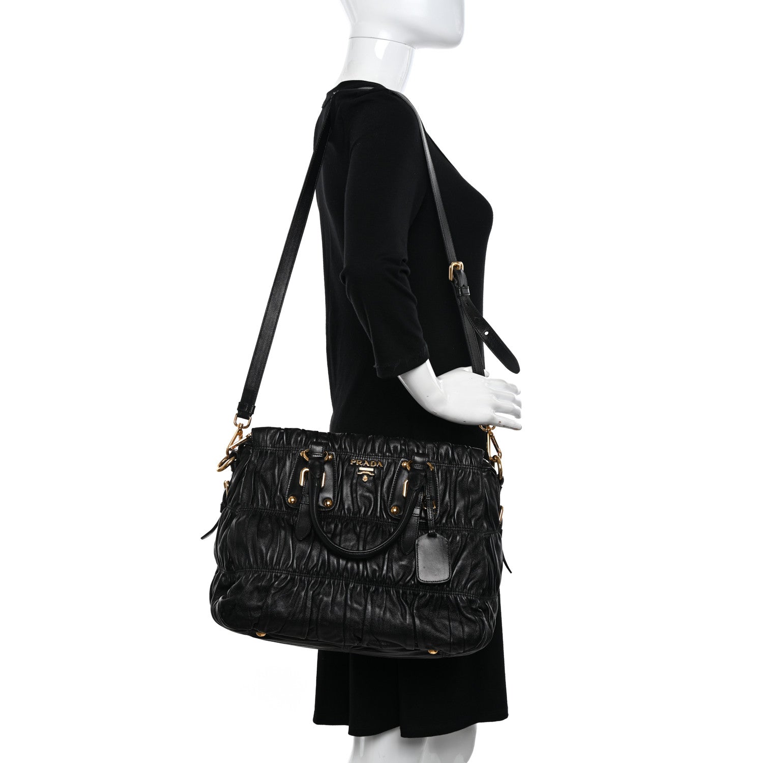 Prada Nappa Gaufre Tote Black 2 of 9