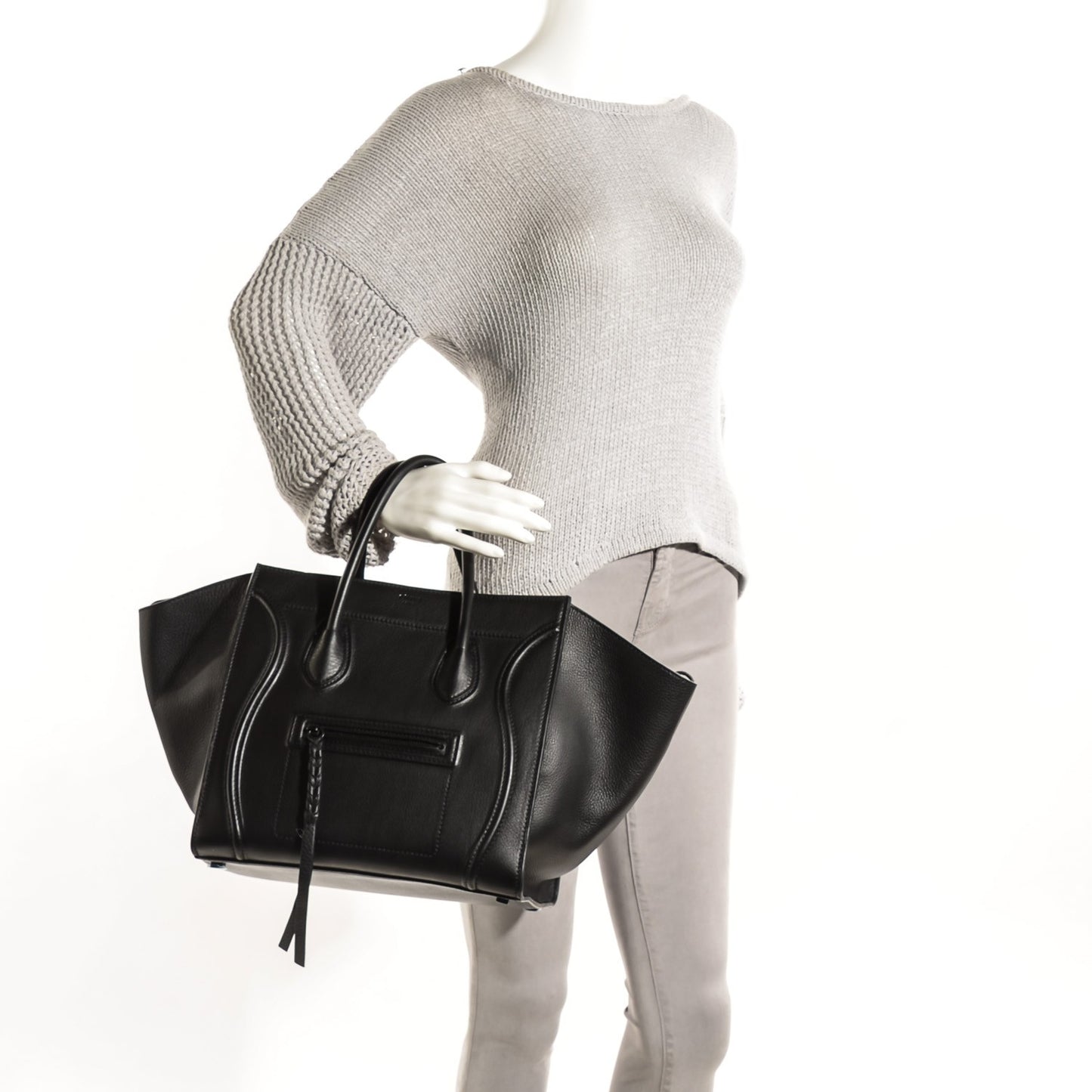 Supple Calfskin Medium Phantom Luggage Black