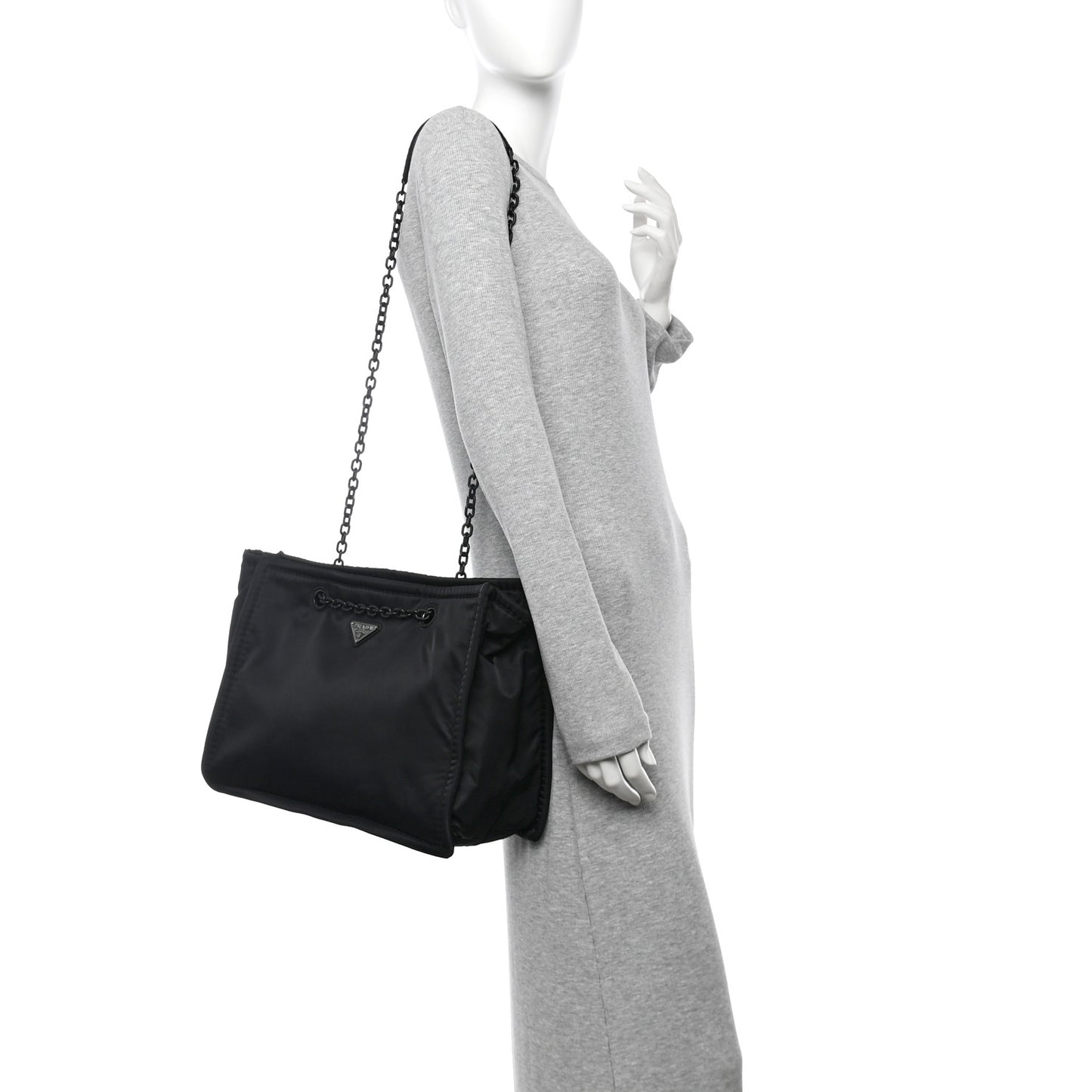 Tessuto Nylon Chain Tote Black