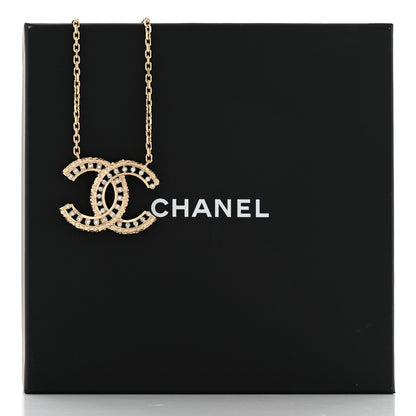 Chanel Crystal Textured CC Necklace Gold 6 of 6