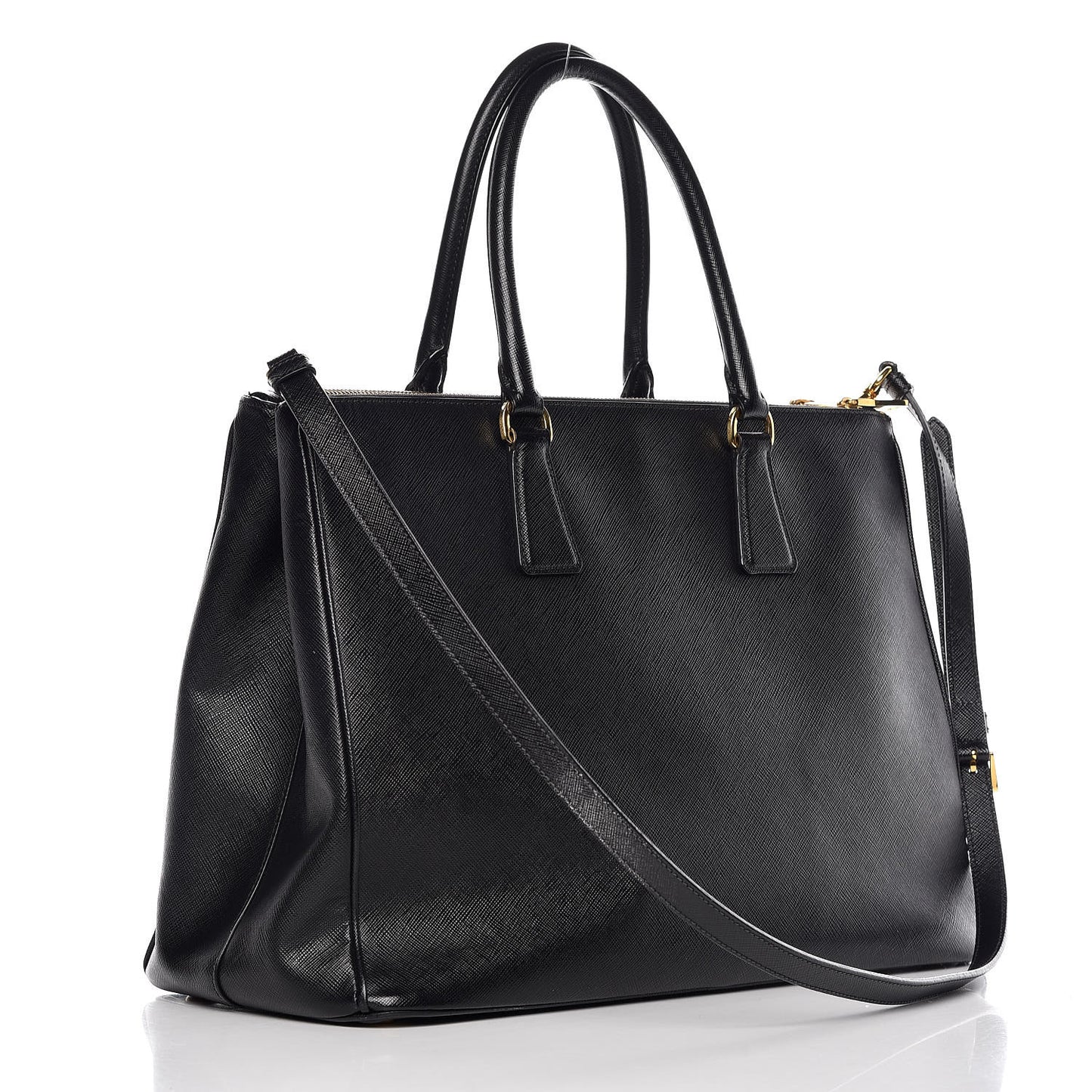 Saffiano Large Galleria Double Zip Tote Black