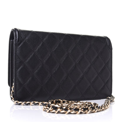 Chanel Caviar Quilted CC Filigree Wallet On Chain WOC Black 2 of 3