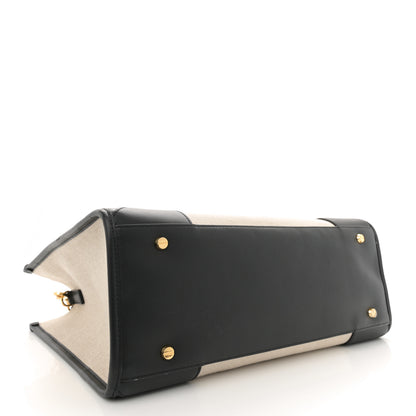 MCM Calfskin Linen Large Munchen Tote Black 5 of 12