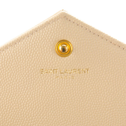 Saint Laurent Grain De Poudre Matelasse Chevron Monogram Chain Wallet Nude Powder 6 of 7