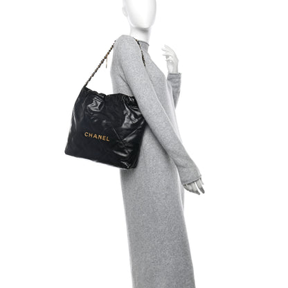 Chanel Shiny Calfskin Quilted Small Chanel 22 Black 2 of 11