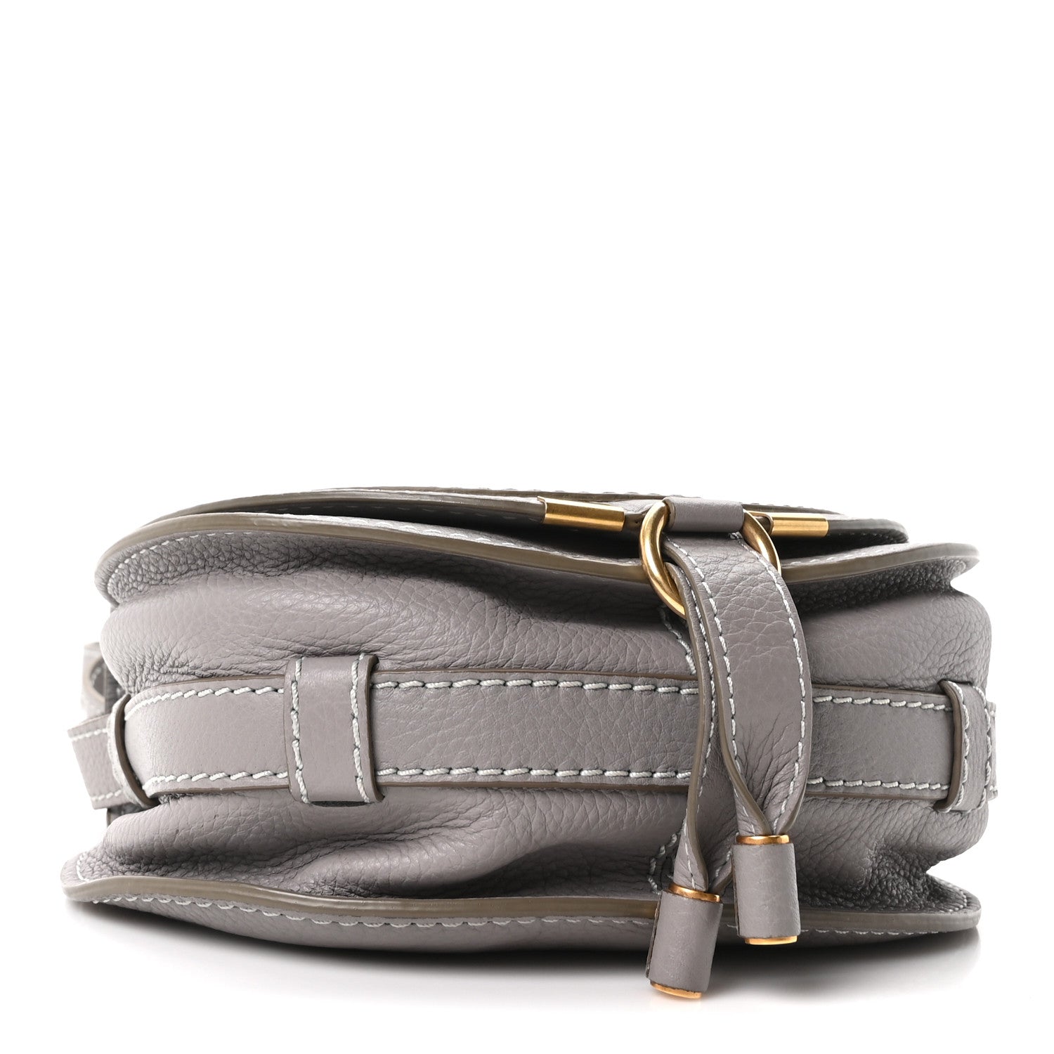 Chloe Calfskin Mini Marcie Round Crossbody Bag Cashmere Grey