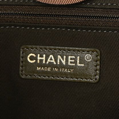 Chanel Straw Raffia Calfskin Striped Medium Deauville Tote Khaki Beige Navy Blue 6 of 9