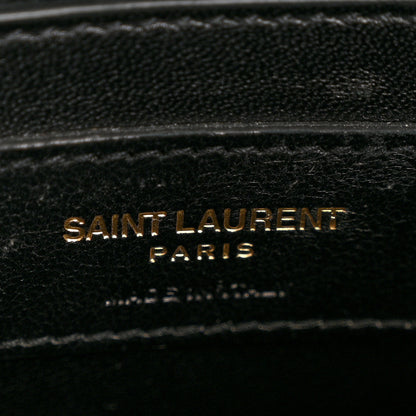 Saint Laurent Suede Mixed Matelasse Tri-Quilt Large Monogram Envelope Satchel Grey 6 of 12