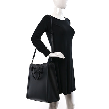 Gucci Textured Dollar Calfskin Web Monochrome Large Diana Tote Bag Black 2 of 9