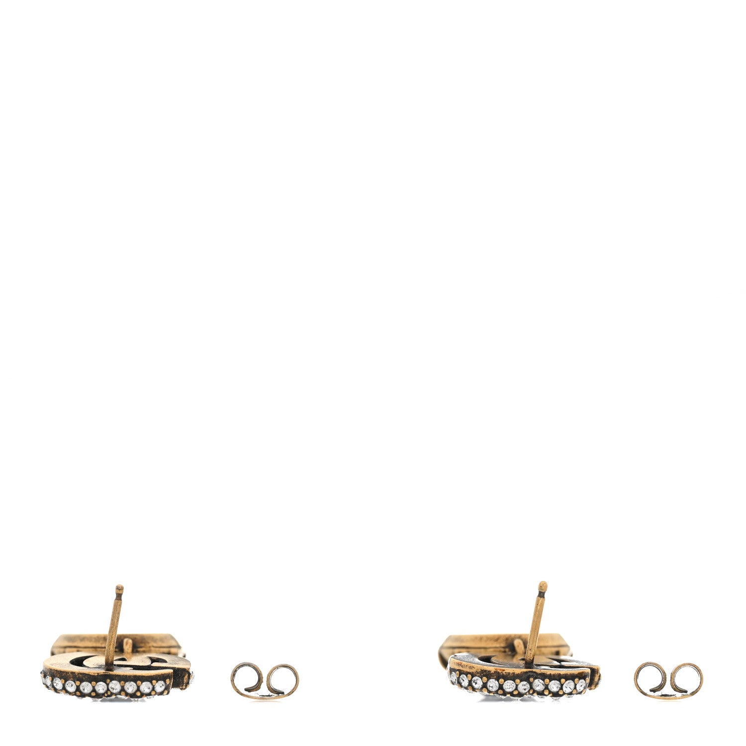 Gucci Crystal Double G Earrings Black Aged Gold 2 of 4