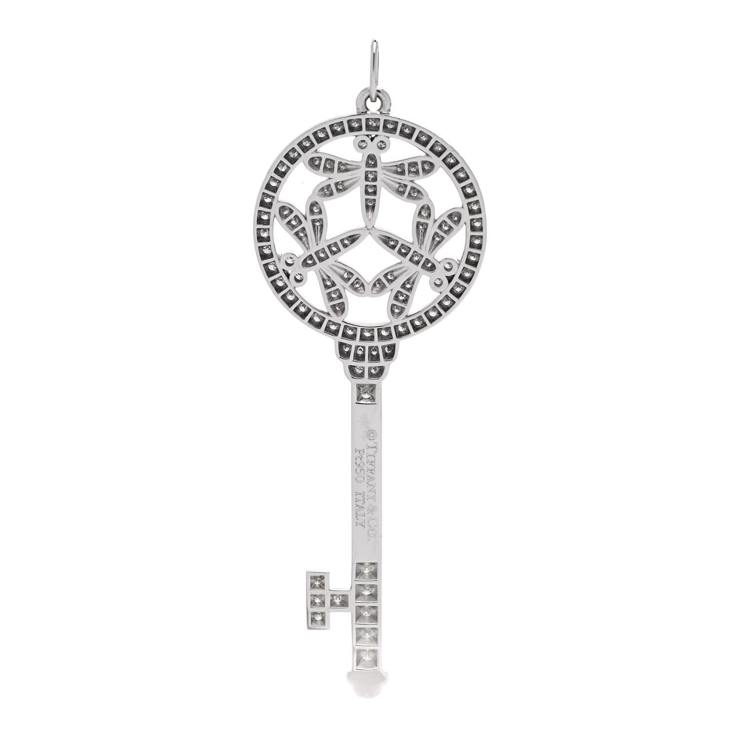 Tiffany Platinum Diamond Large Dragonfly Key Pendant 3 of 5