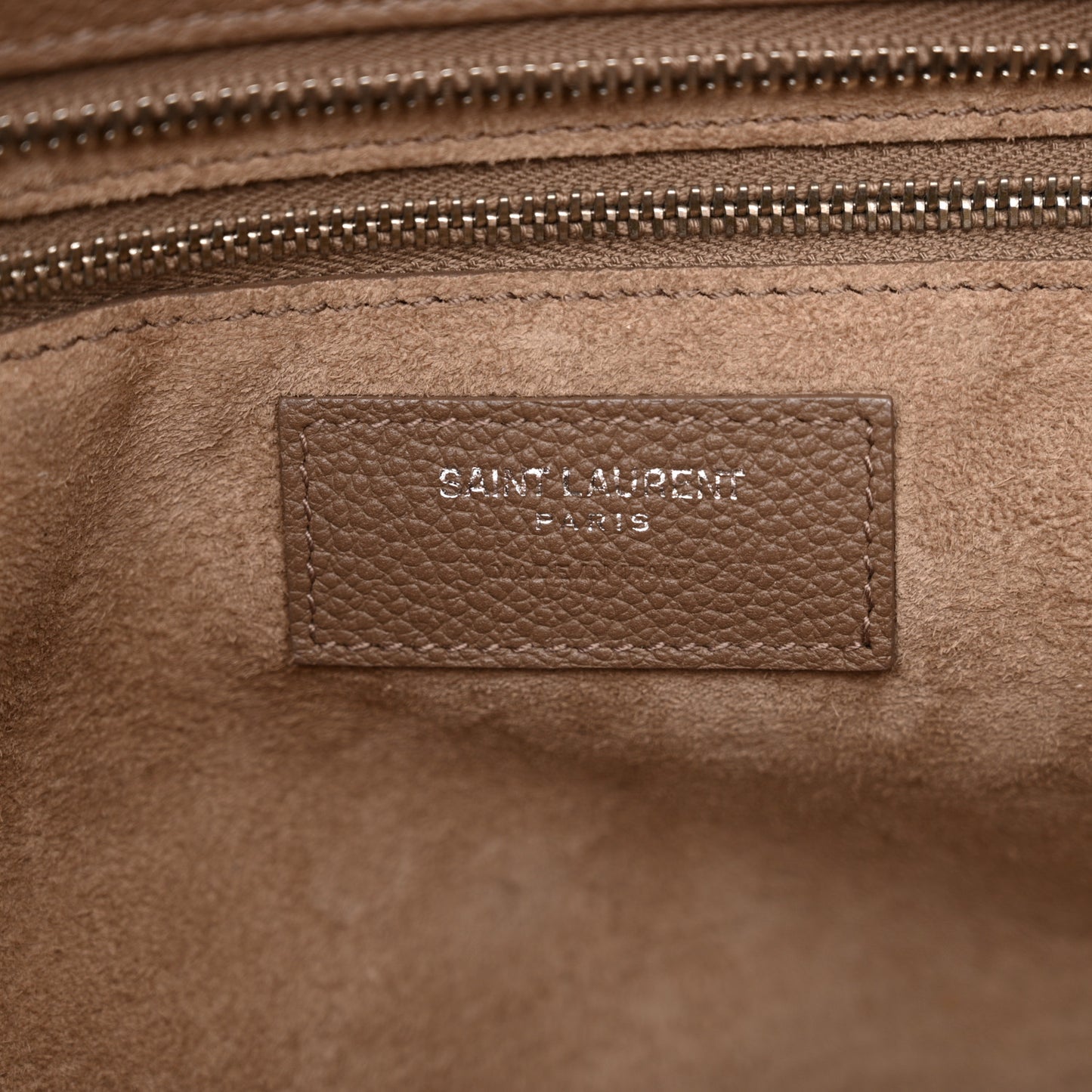 Grained Calfskin Snakeskin Small Cabas Rive Gauche Taupe