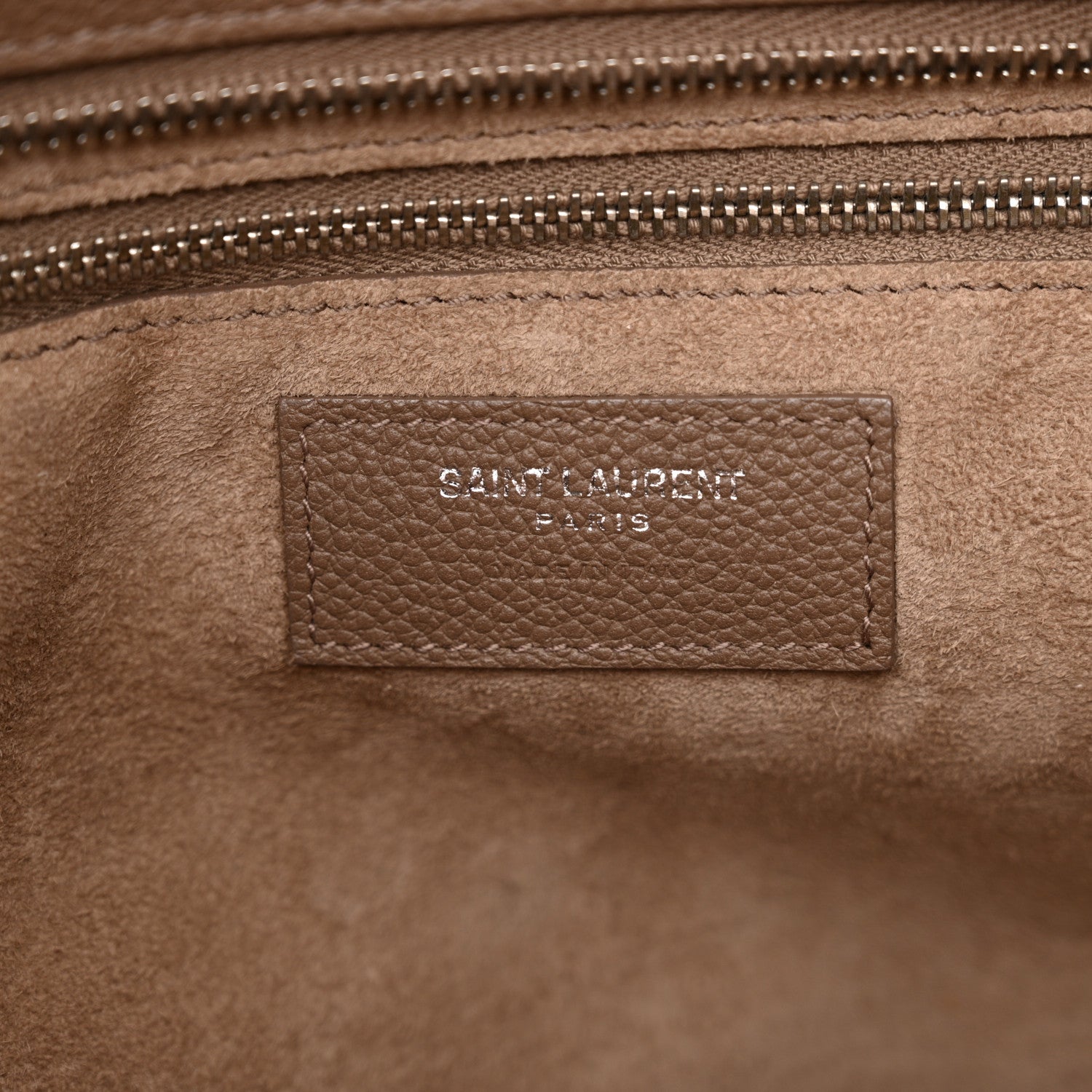 Saint Laurent Grained Calfskin Snakeskin Small Cabas Rive Gauche Taupe 6 of 19