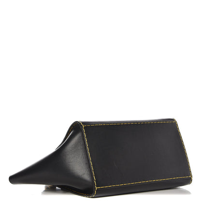 Celine Smooth Calfskin Yellow Stitching Medium Trapeze Black 5 of 10