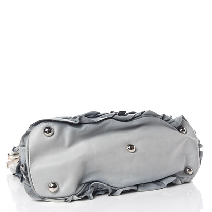 Valentino Garavani Lambskin Ruffle Tote Blue 4 of 14