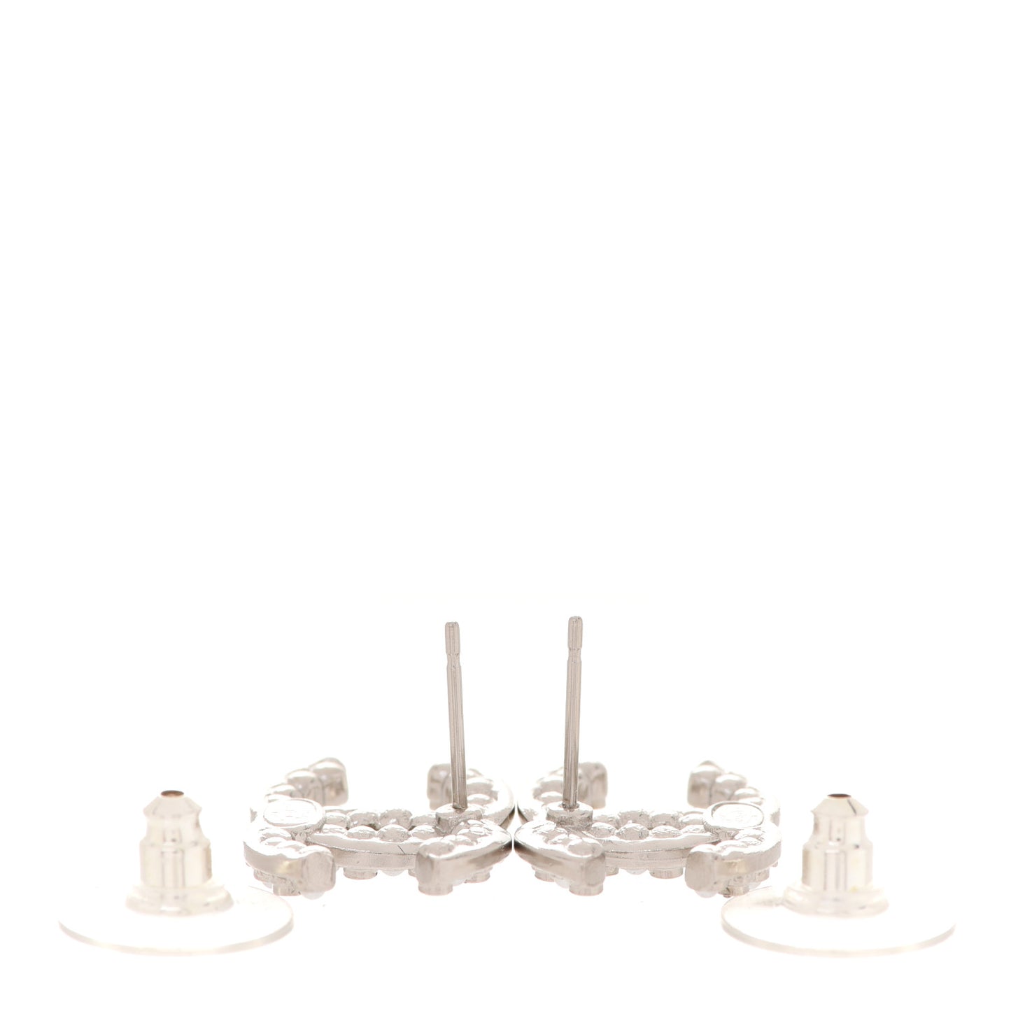 Crystal Pearl CC Earrings Silver