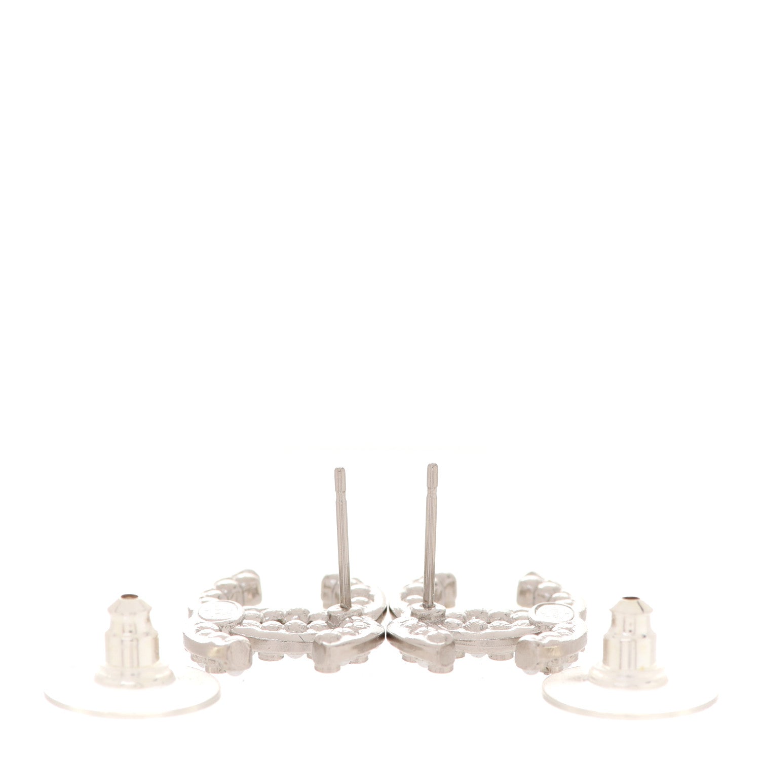 Chanel Crystal Pearl CC Earrings Silver 3 of 5