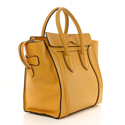 Celine Drummed Calfskin Mini Luggage Ocre 3 of 14