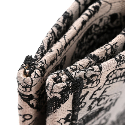 Christian Dior Canvas Embroidered Medium Plan De Paris Book Tote Grey Black 13 of 13