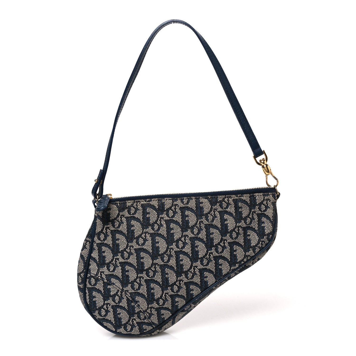 Christian Dior Monogram Mini Saddle Pochette Navy 1 of 9
