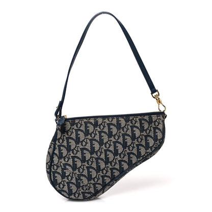 Christian Dior Monogram Mini Saddle Pochette Navy 1 of 9