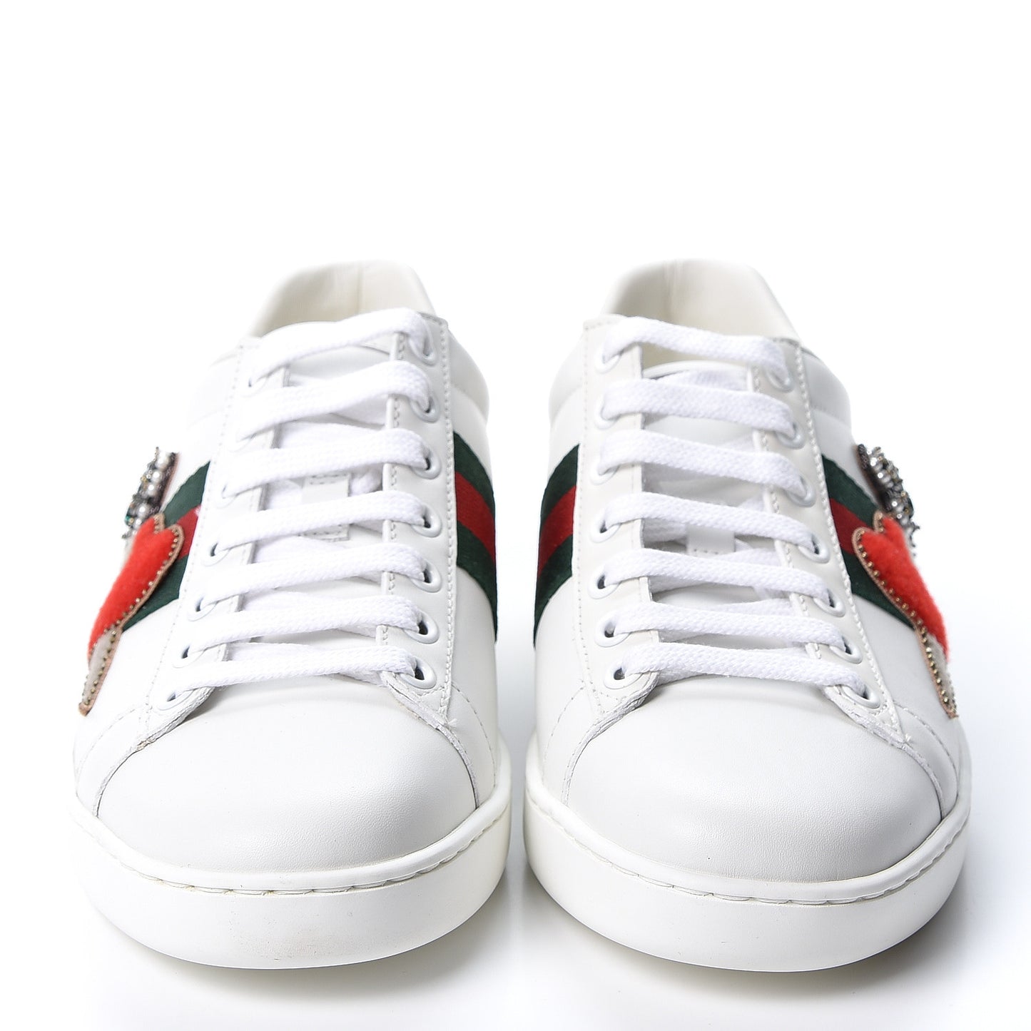 Calfskin Ayers Web Pierced Heart Embroidered New Ace Sneakers 36.5 White