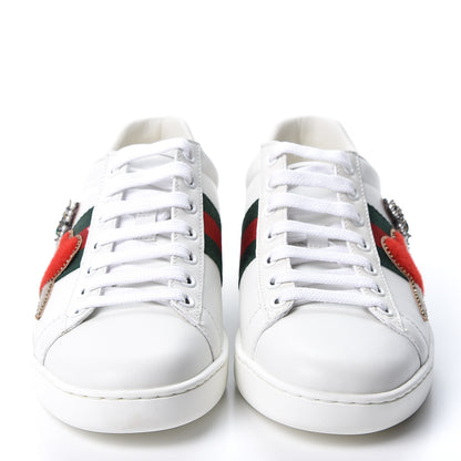 Gucci Calfskin Ayers Web Pierced Heart Embroidered New Ace Sneakers 36.5 White 2 of 9