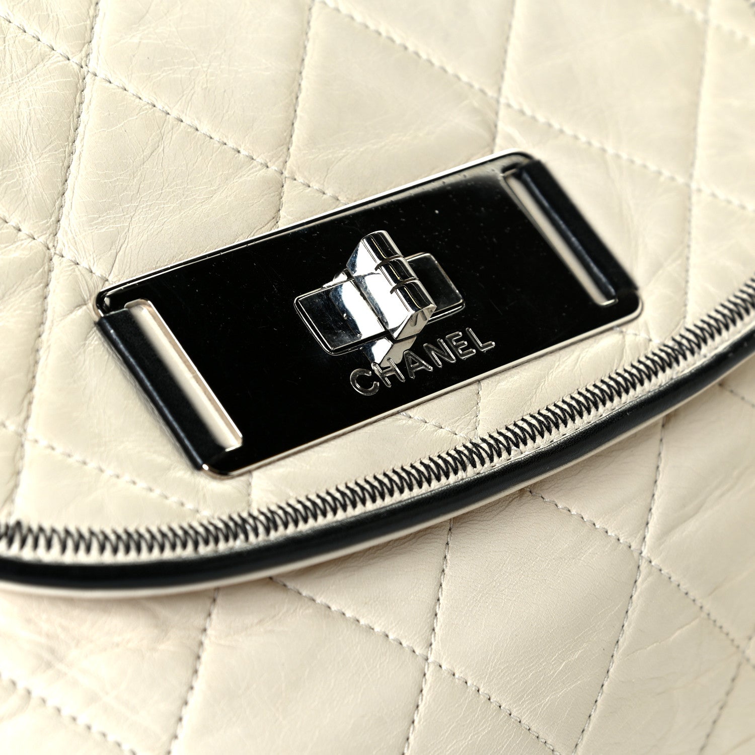Chanel Lambskin Quilted Large East West Accordion Flap Ivory 6 of 7