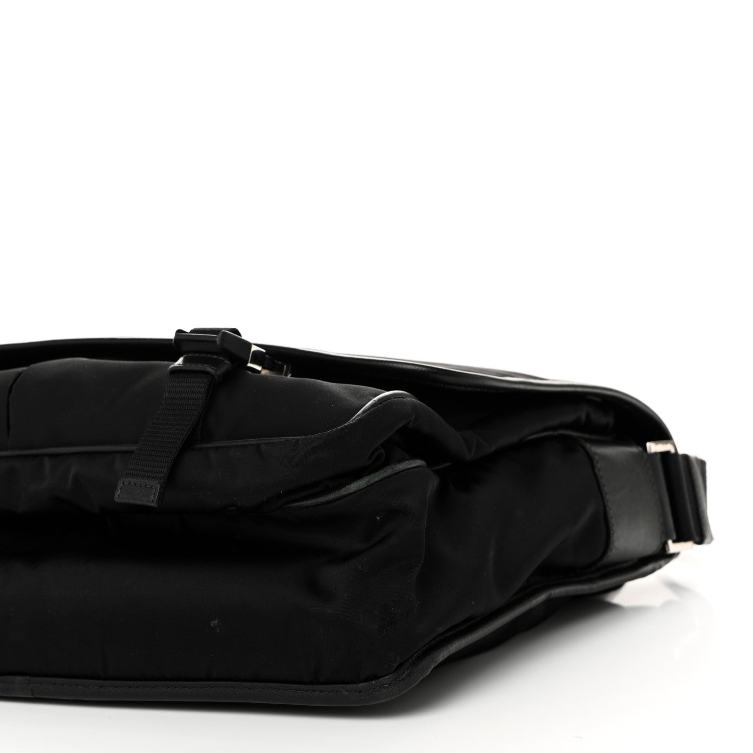 Prada Tessuto Nylon Saffiano Logo Messenger Bag Black 9 of 9