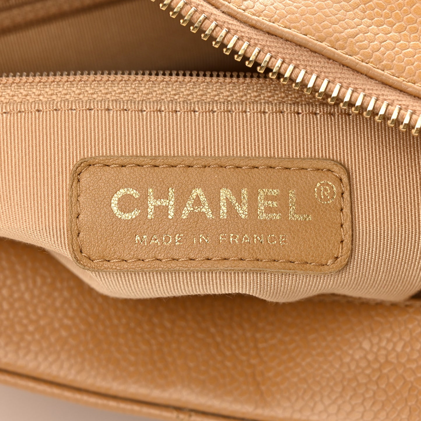 Caviar Quilted Timeless CC Shoulder Bag Beige