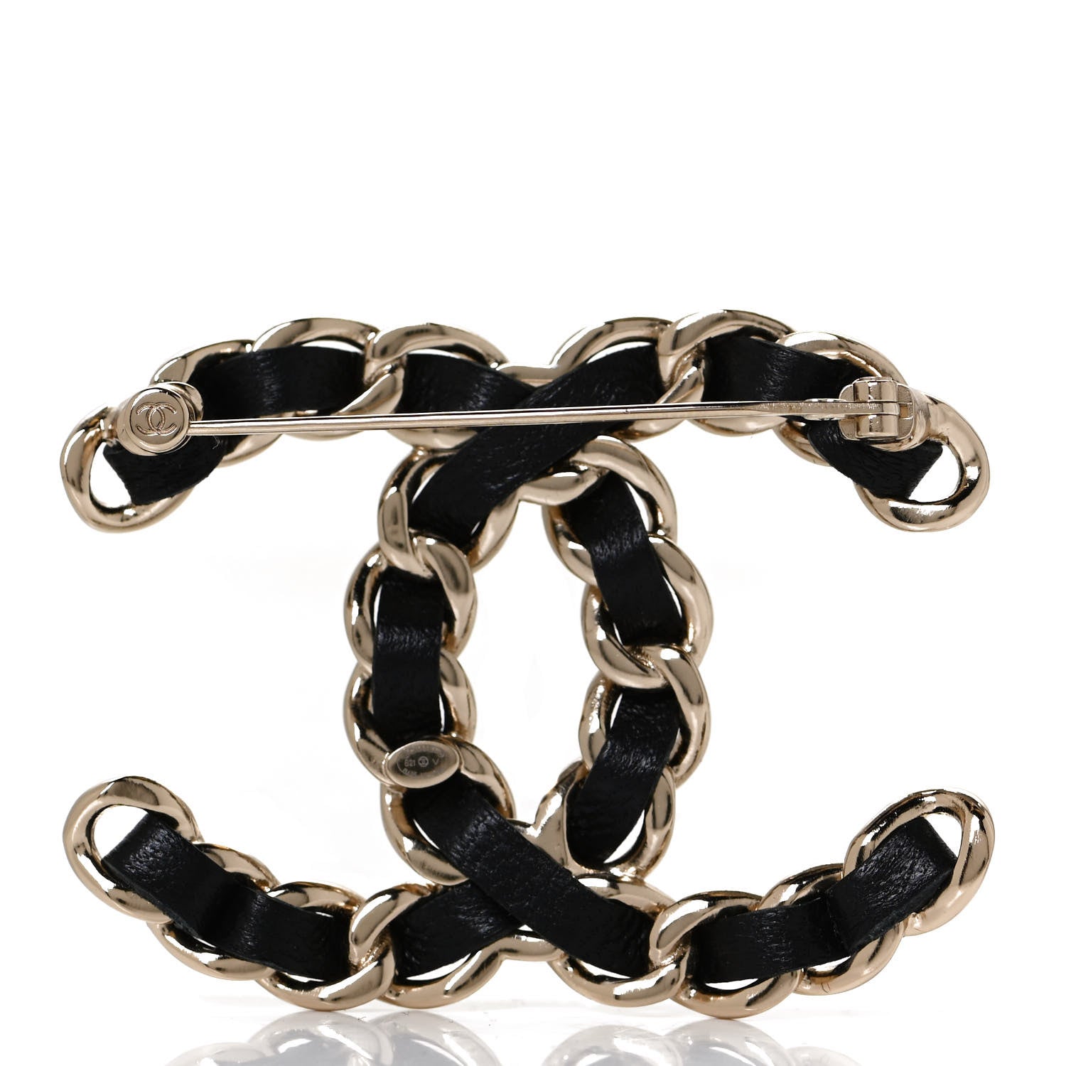 Chanel Lambskin Chain CC Brooch Black Gold 3 of 6