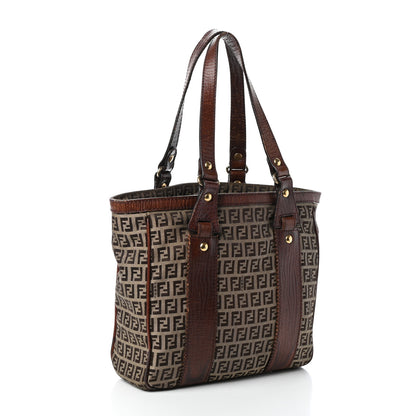 Fendi Zucchino Vitello Shopping Tote Mogano Panna Bruciato 5 of 14