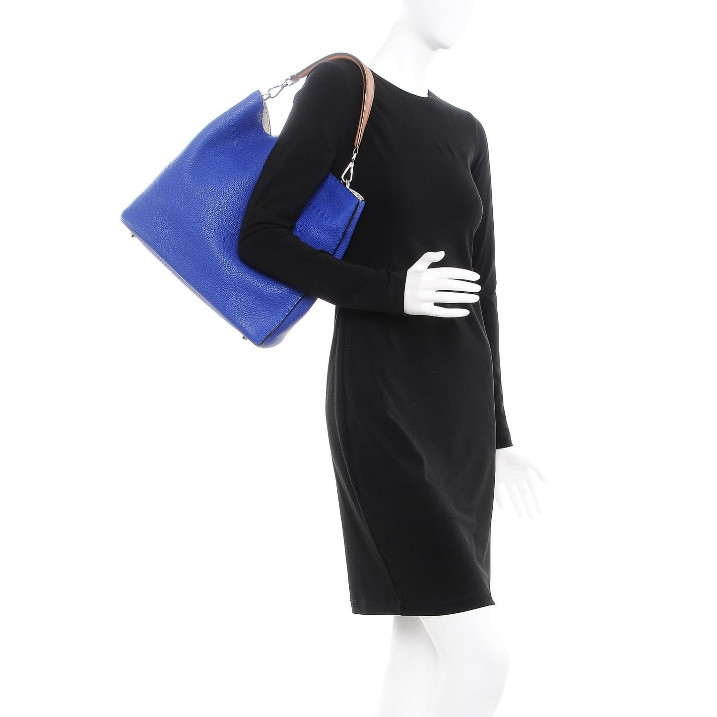 Cuoio Romano Selleria Tri-color Large Anna Bucket Bag Blue Neon