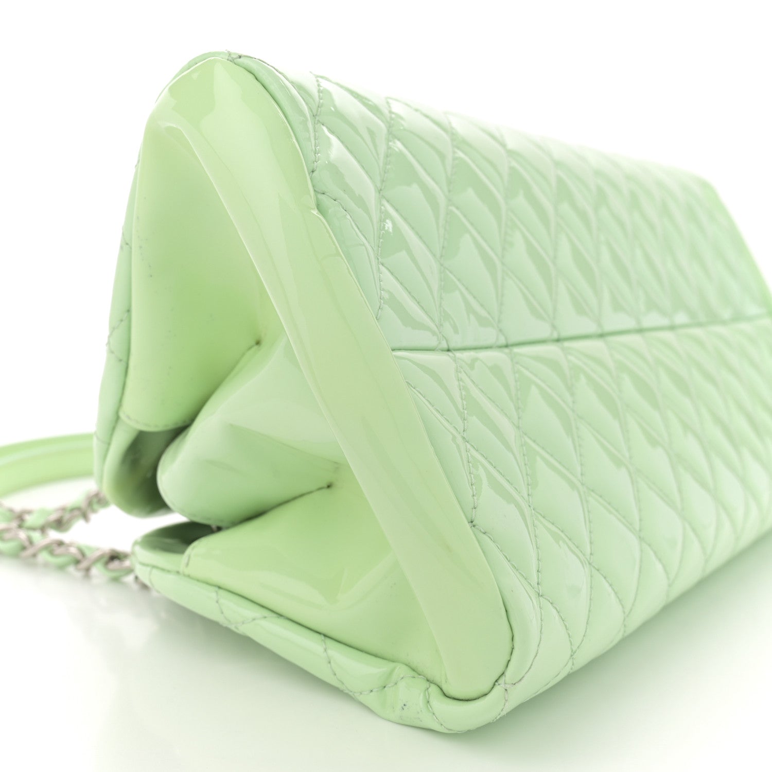 Chanel Patent Quilted Medium Just Mademoiselle Light Green 10 of 13