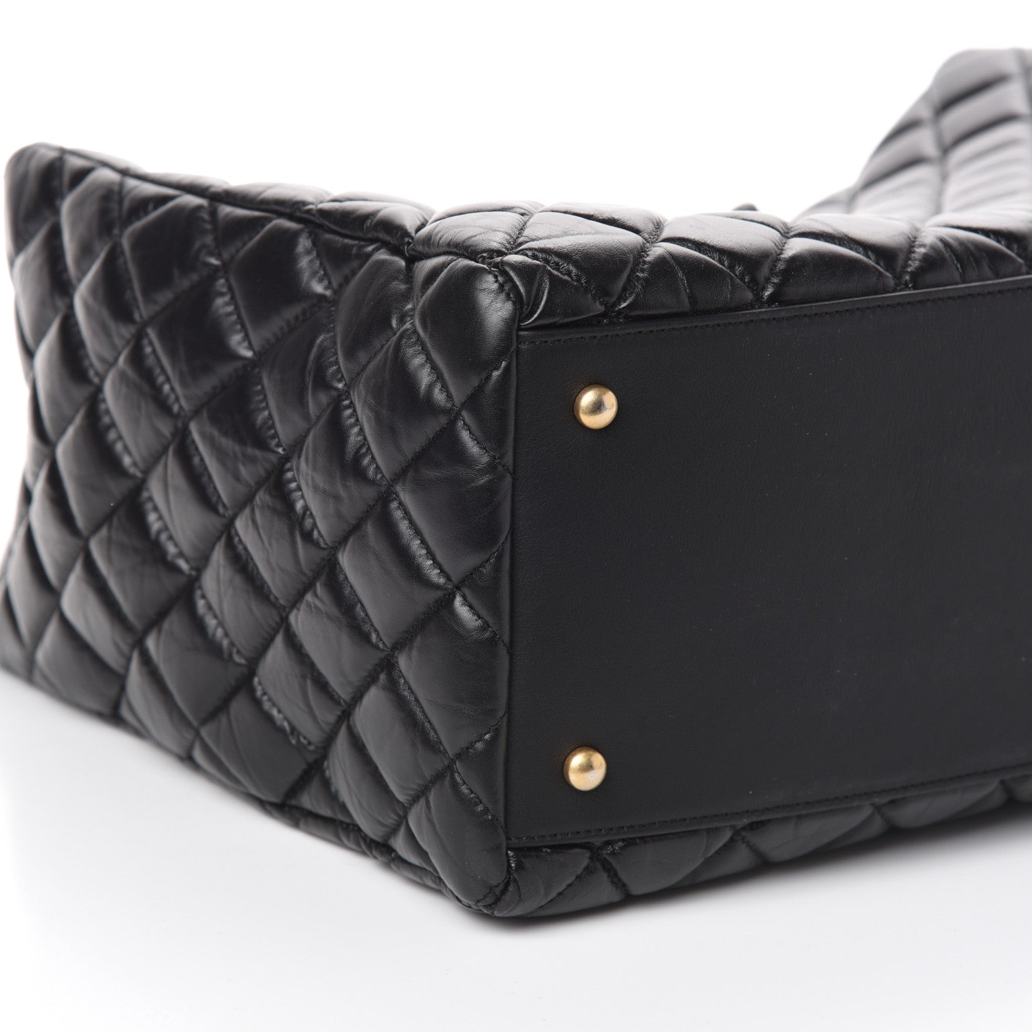 Chanel Aged Calfskin Quilted Large Coco Handle Shopping Tote Black 10 of 15