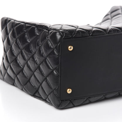 Chanel Aged Calfskin Quilted Large Coco Handle Shopping Tote Black 10 of 15