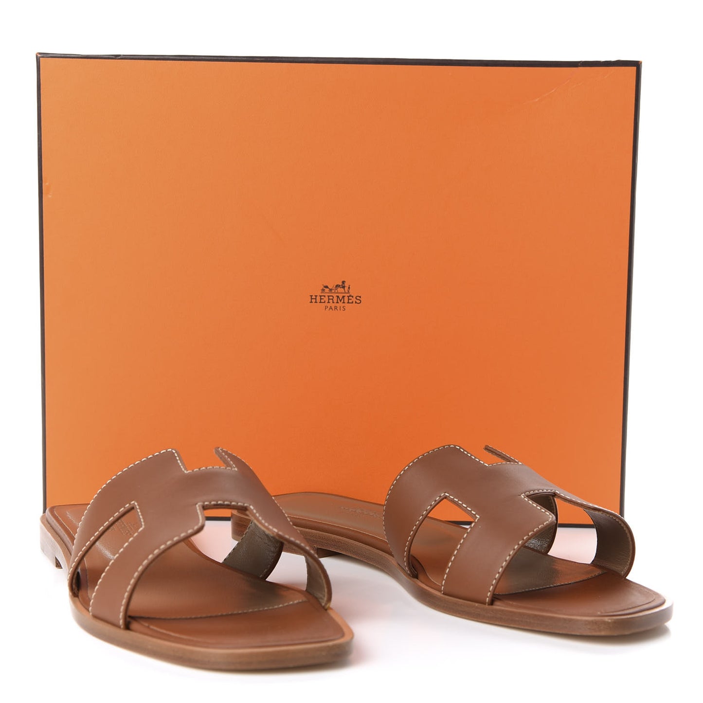 Box Calfskin Oran Sandals 38 Gold