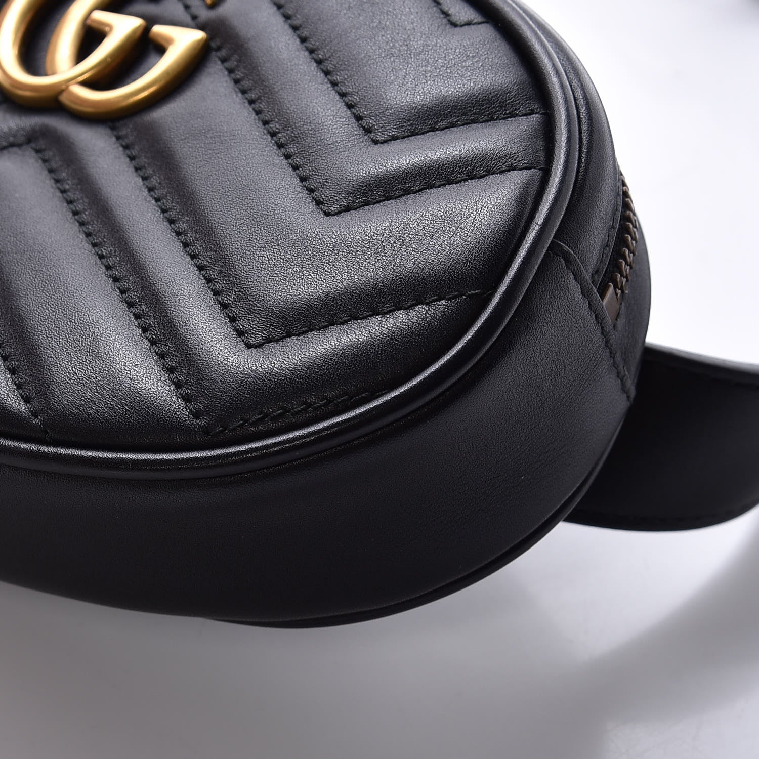 Gucci Calfskin Matelasse GG Marmont Belt Bag 85 34 Black 10 of 10