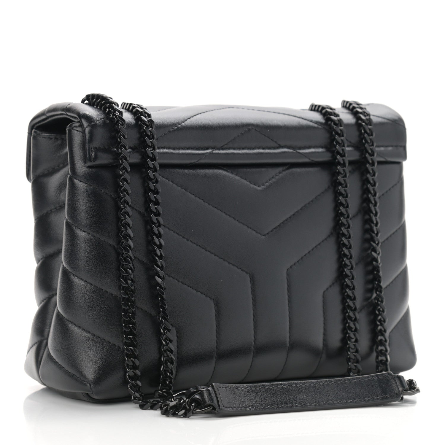 Saint Laurent Calfskin Y Quilted Monogram Small Loulou Chain Satchel Black 3 of 12