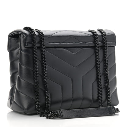Saint Laurent Calfskin Y Quilted Monogram Small Loulou Chain Satchel Black 3 of 12
