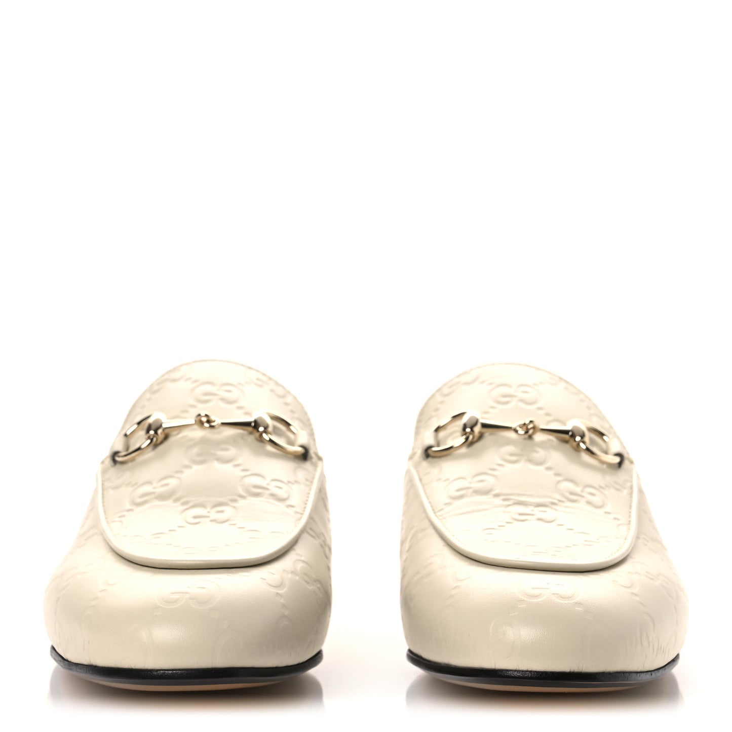 Glamour Calfskin Guccissima Womens Princetown Slippers 36.5 Mystic White