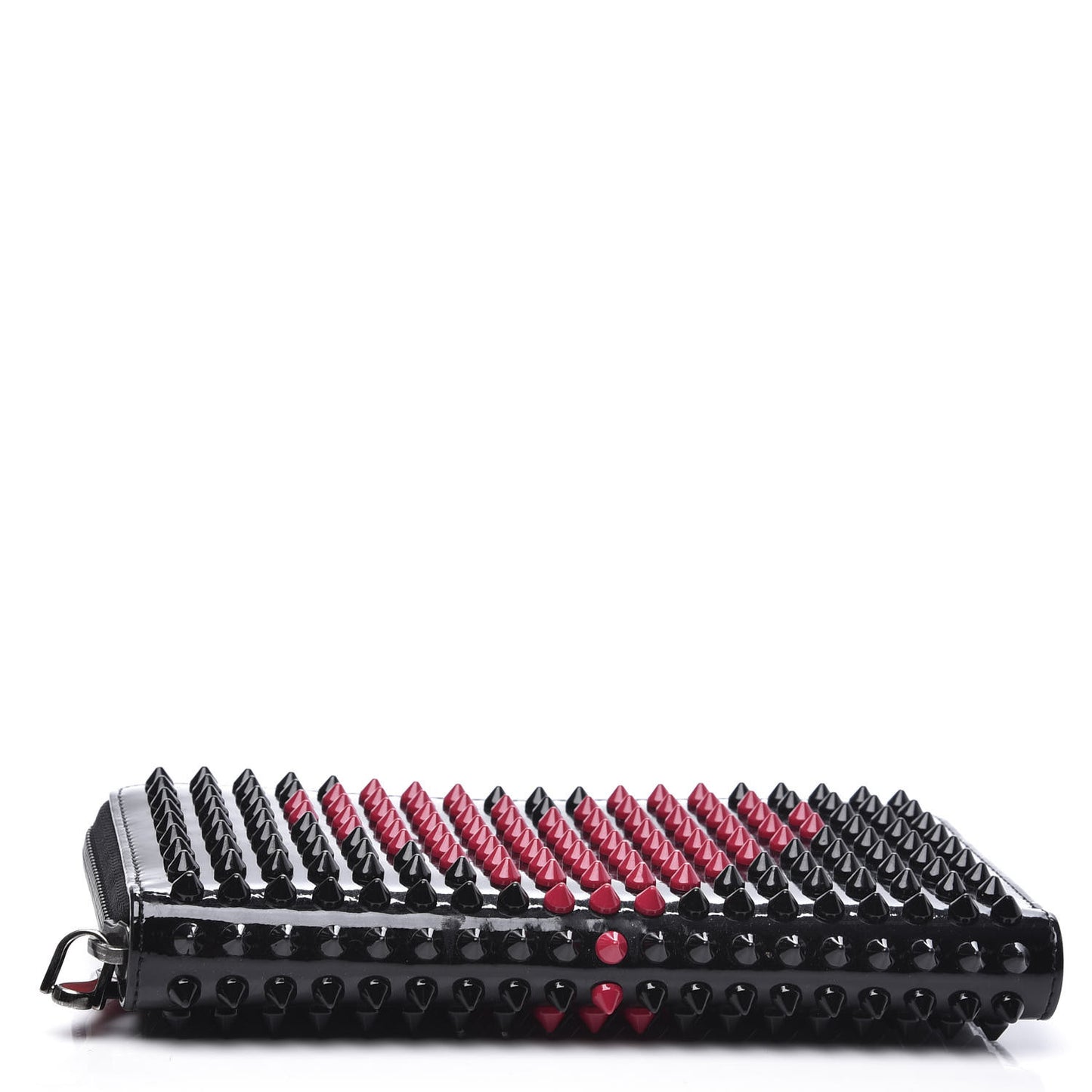 Patent Panettone Spiked Valentines Zip Around Wallet Black Fuchsia