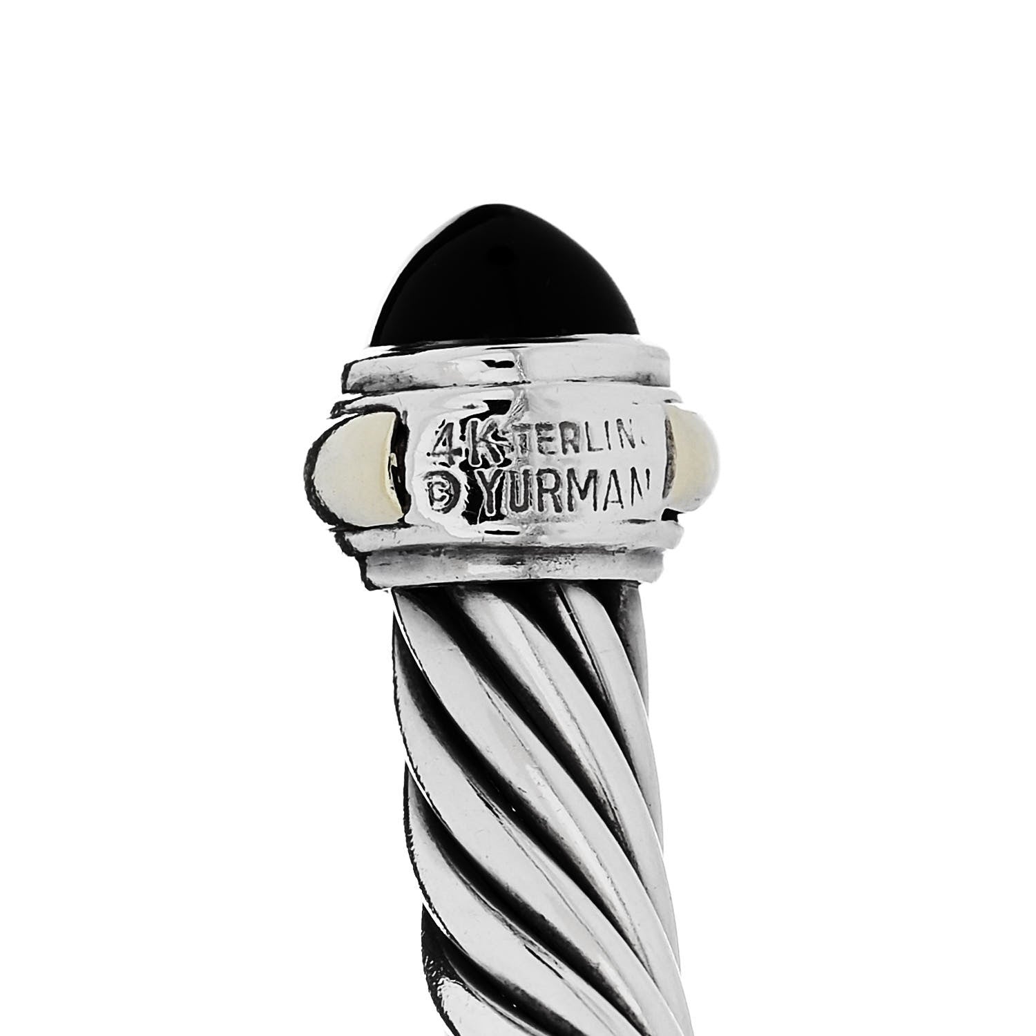 David Yurman Sterling Silver 14K Yellow Gold Black Onyx 7mm Cable Classics Bracelet 3 of 3