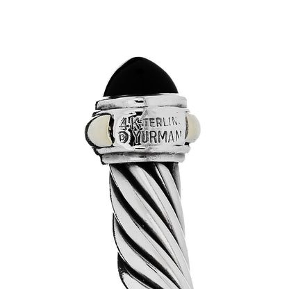 David Yurman Sterling Silver 14K Yellow Gold Black Onyx 7mm Cable Classics Bracelet 3 of 3